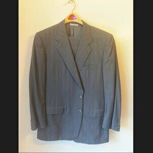 Custom Belvest Men's Suit, Black Pinstripe Pattern, Super 100s pure wool